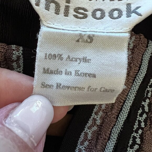 Exclusively Misook Cardigan Jacket XS Black Knit Tribal Geometric Trim Loop - Picture 11 of 16